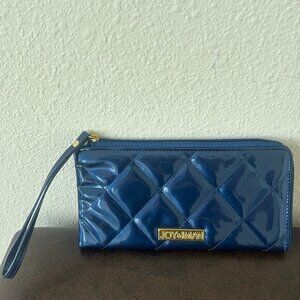 JOY & IMAN Quilted Metallic Long Travel Wallet BLUE  nwot
